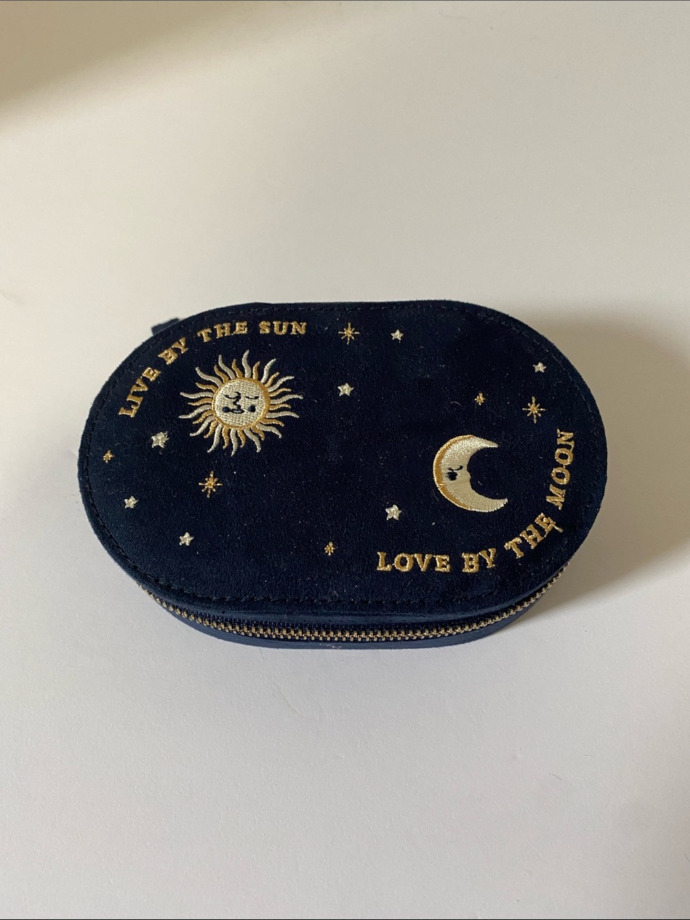 Lisa Angel Sun and Moon Dark Blue Velvet Jewelry Case